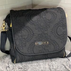 Petunia Pickle Bottom Black Embroidered Bag